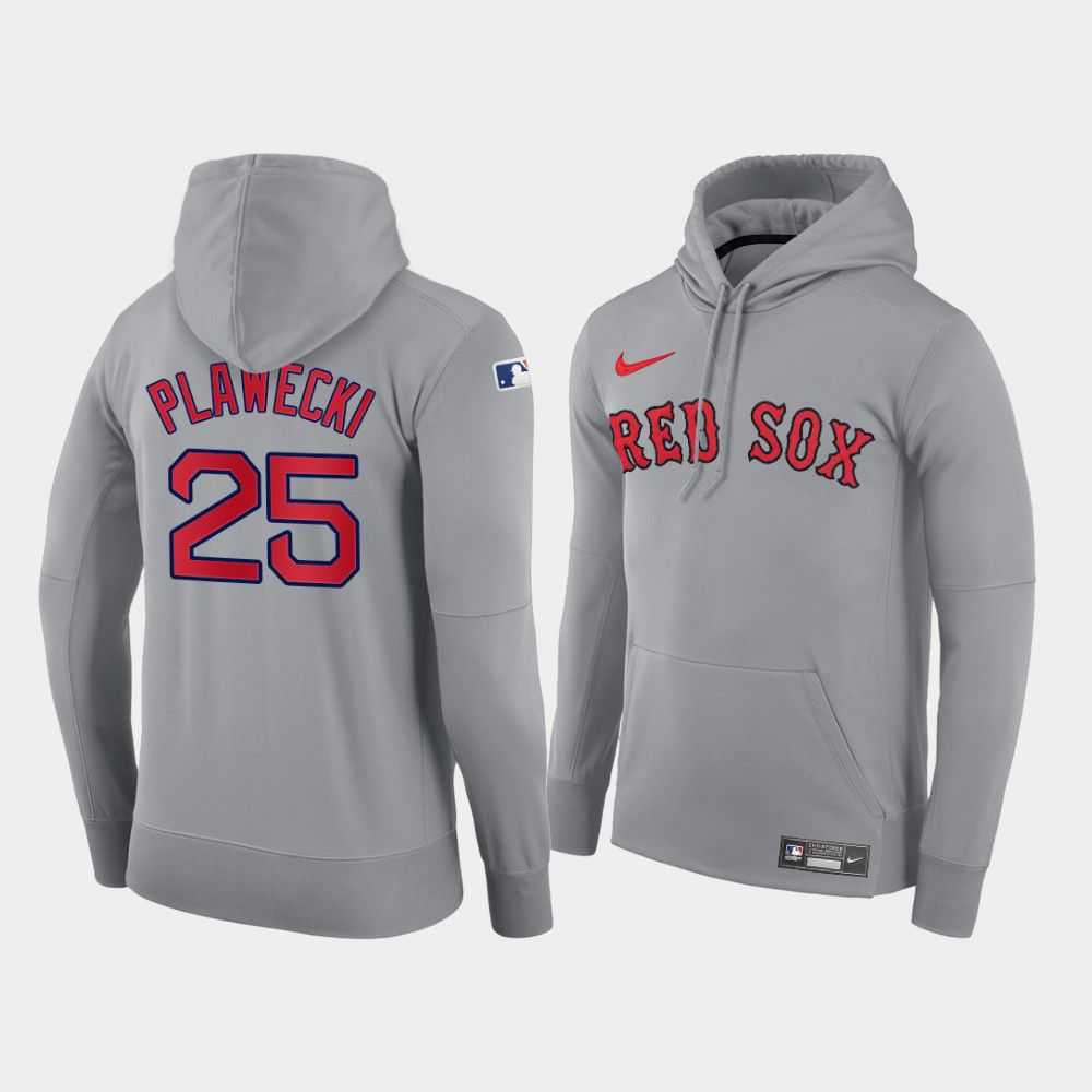 Men Boston Red Sox 25 Plawecki gray road hoodie 2021 MLB Nike Jerseys